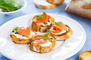 Image showing Salmon crostini