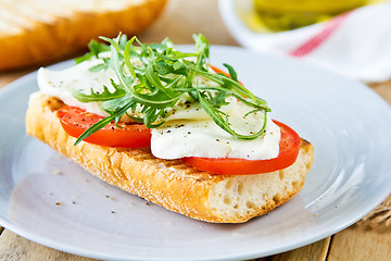 Image showing Mozzarella with rocket sandwich