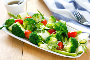 Image showing Broccoli with Asparagus and Zucchini salad