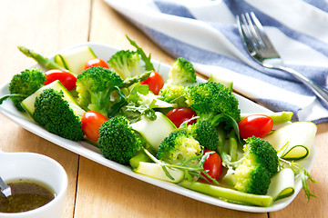 Image showing Broccoli with Asparagus and Zucchini salad