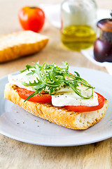 Image showing Mozzarella with rocket sandwich