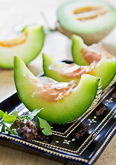 Image showing Melon with Prosciutto