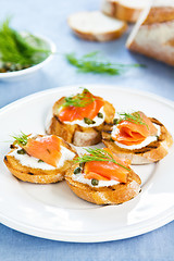 Image showing Salmon crostini