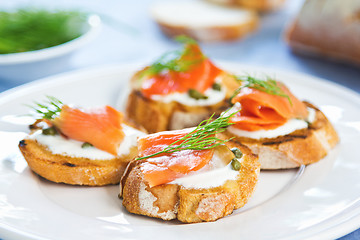 Image showing Salmon crostini