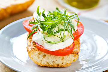 Image showing Mozzarella with rocket sandwich