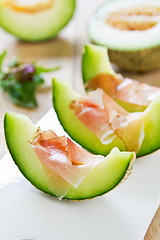 Image showing Melon with Prosciutto