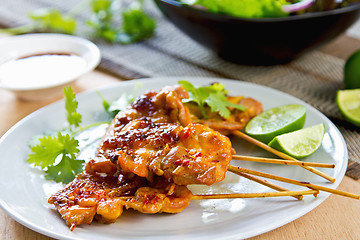 Image showing Grilled chicken with chili sauce