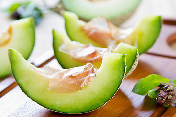 Image showing Melon with Prosciutto