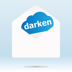 Image showing darken word on blue cloud, paper mail envelope