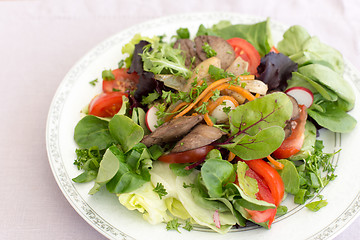 Image showing Delicious salad with liver