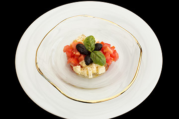 Image showing Delicious tomatoes, mozzarella tartar