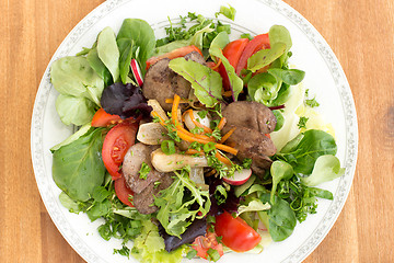Image showing Gourmet salad with liver