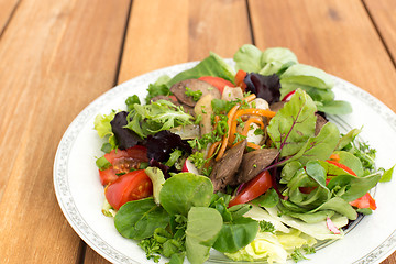 Image showing Fresh salad with liver