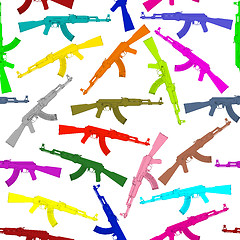 Image showing Seamless background pattern of colorful assault rifles