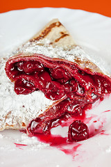 Image showing pancakes with cherries