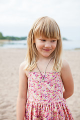 Image showing Smiling young girl at beach