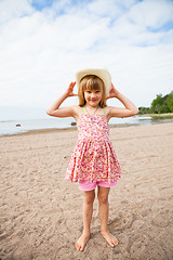 Image showing Smiling young girl at beach