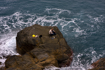 Image showing fisherman abstract rock water 