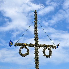 Image showing May pole with provincial flag