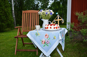 Image showing Small midsummer table