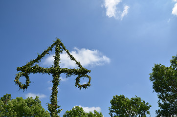 Image showing Midsummer pole at sky