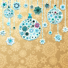 Image showing Christmas gold background with baubles. EPS 10