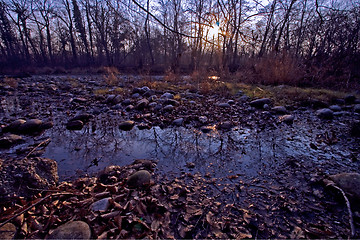 Image showing stone rock autumn lake 