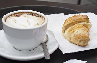 Image showing Croissant with Cappuccino