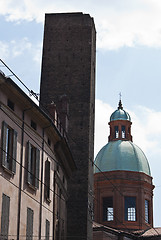 Image showing Asinelli tower and dome in Bologna