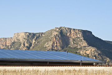 Image showing view of solar panels in the mountains