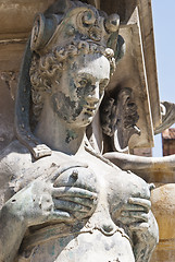 Image showing Detail of Neptune Fountain in Bologna