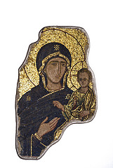 Image showing Fragment in the mosaic of the Madonna with child