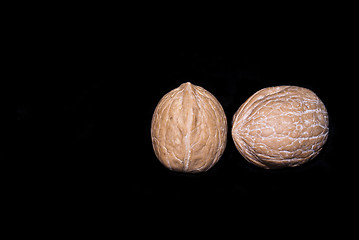 Image showing fresh walnuts isolated on a black
