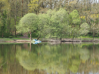 Image showing Nantes to Brest canal, sunken rowboat