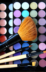 Image showing Makeup palette and brushes