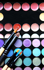 Image showing Makeup palette and brushes