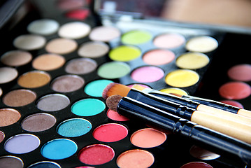 Image showing Makeup palette and brushes