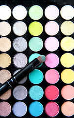 Image showing Makeup palette and brushes