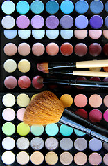 Image showing Makeup palette and brushes