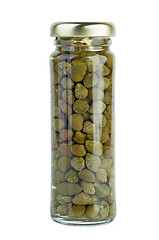 Image showing Glass jar with marinated capers