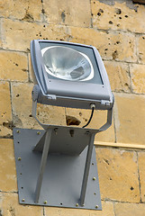 Image showing Halogen spotlight lamp on the wall