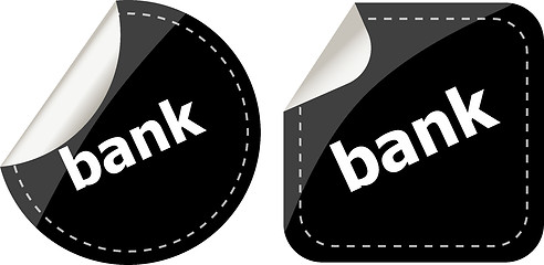 Image showing back word on black stickers button set, business label