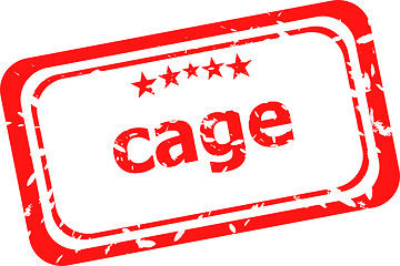 Image showing cage on red rubber stamp over a white background