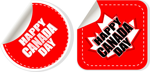 Image showing Maple leaf stickers - happy canada day tag set