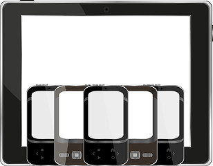 Image showing Modern digital tablet PC with mobile smartphone isolated on white