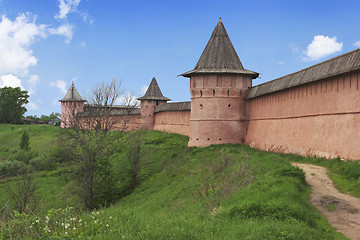 Image showing Suzdal ancient Kremlin in spring day