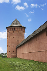 Image showing Tower of the fortress wall in the city of Suzdal