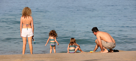 Image showing Family on the beach