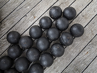 Image showing Old cannon balls