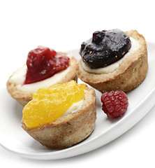 Image showing Lemon ,Blueberry And Raspberry Cheesecakes